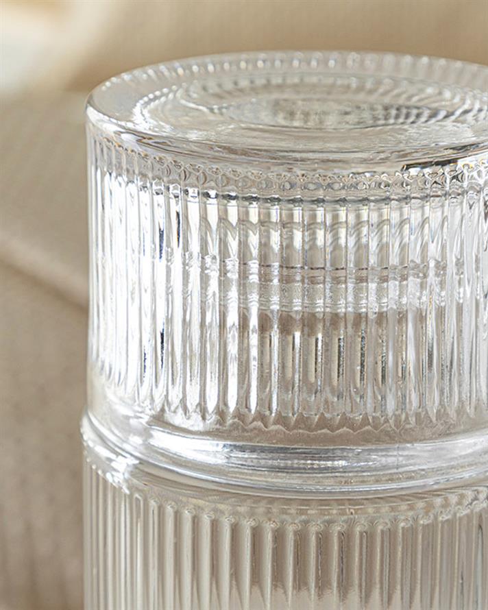 Striped Cam Başucu Sürahi Şeffaf