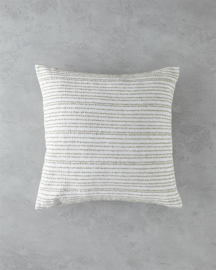 Striped Jakarlı Kırlent Kılıfı 45x45 cm Ekru-Bej