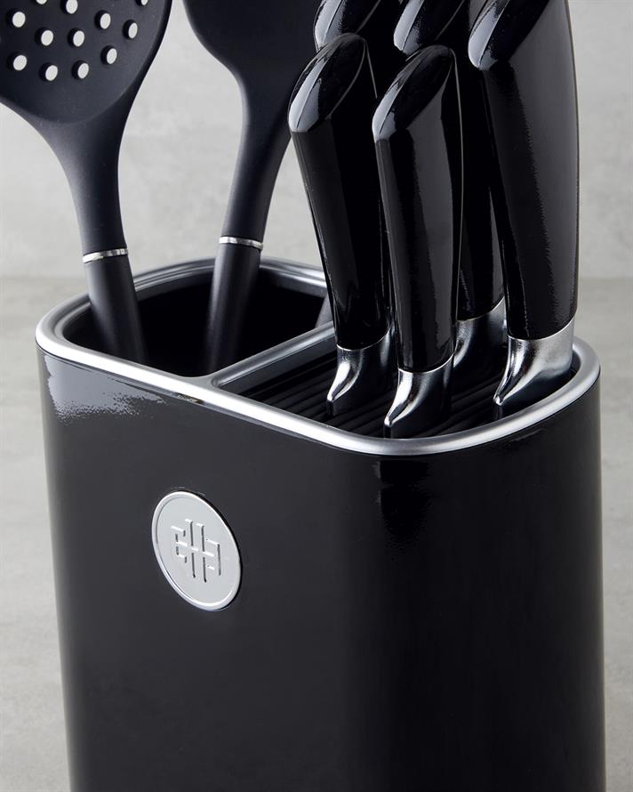 Strong Cut Silikon, Paslanmaz Çelik 9 Parça Servis Gereci Bıçak Seti 19x11x22 cm Siyah