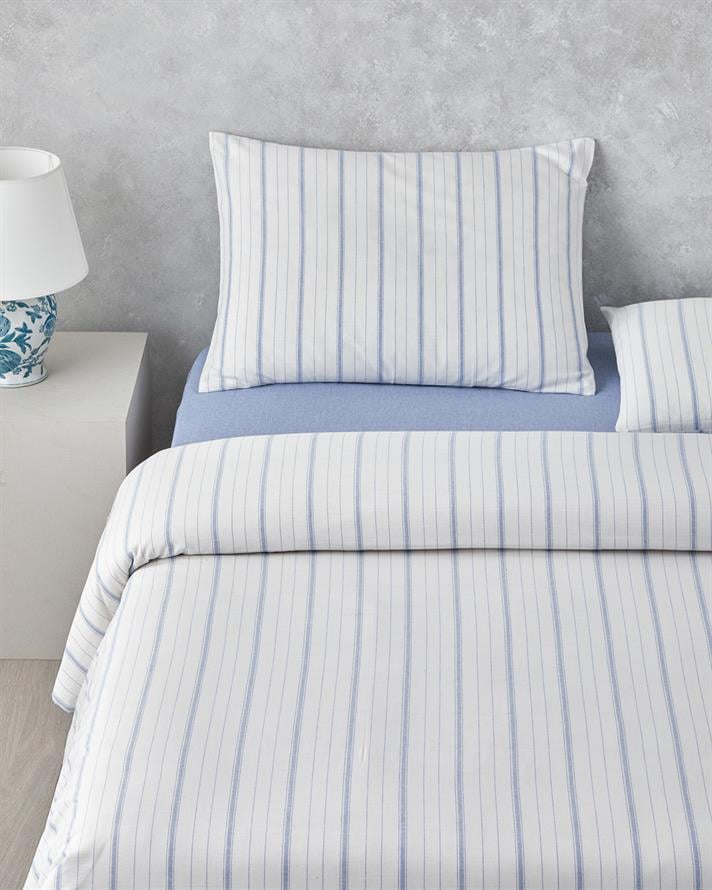 Subtle Waves İpliği Boyalı Tek Kişilik Nevresim Takımı 160x220 cm Mavi