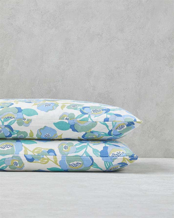 Summer Blooms Kolay Ütülenir 2li Yastık Kılıfı 50x70 cm Mavi
