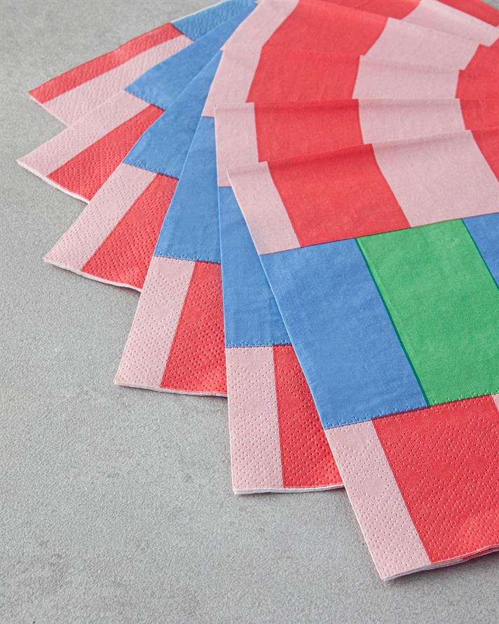 Summer Checkers 20li Kağıt Peçete 33x33 cm Pembe - Yeşil