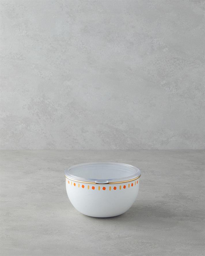 Summer Line Emaye 2li Saklama Kabı 0,75 x 1,20 L Beyaz - Sarı