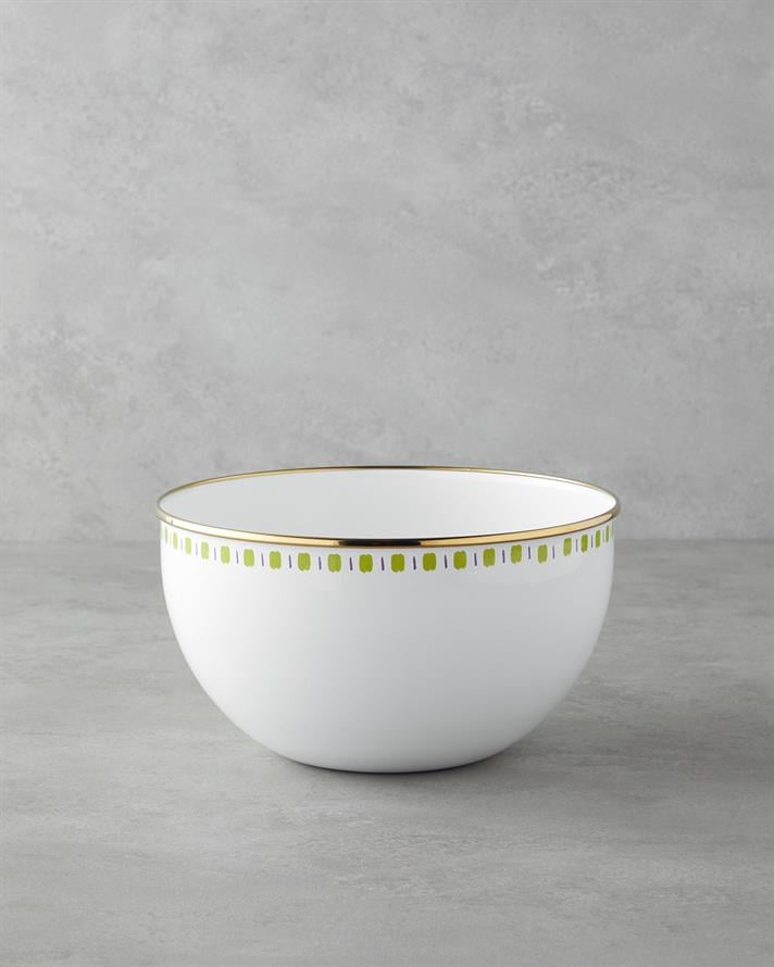 Summer Line Emaye Karıştırma Kabı 4 Lt Beyaz - Yeşil