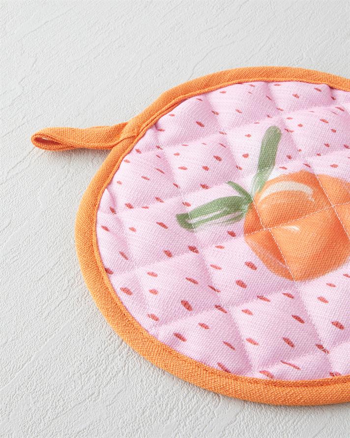 Summer Orange 2li Fırın Eldiveni ve Tutacak Seti 17x30 Cm + 20x20 Cm Kırmızı-Pembe