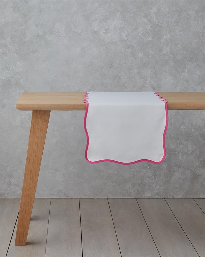 Summer Pink Polyester Runner 40x140 cm Beyaz - Pembe