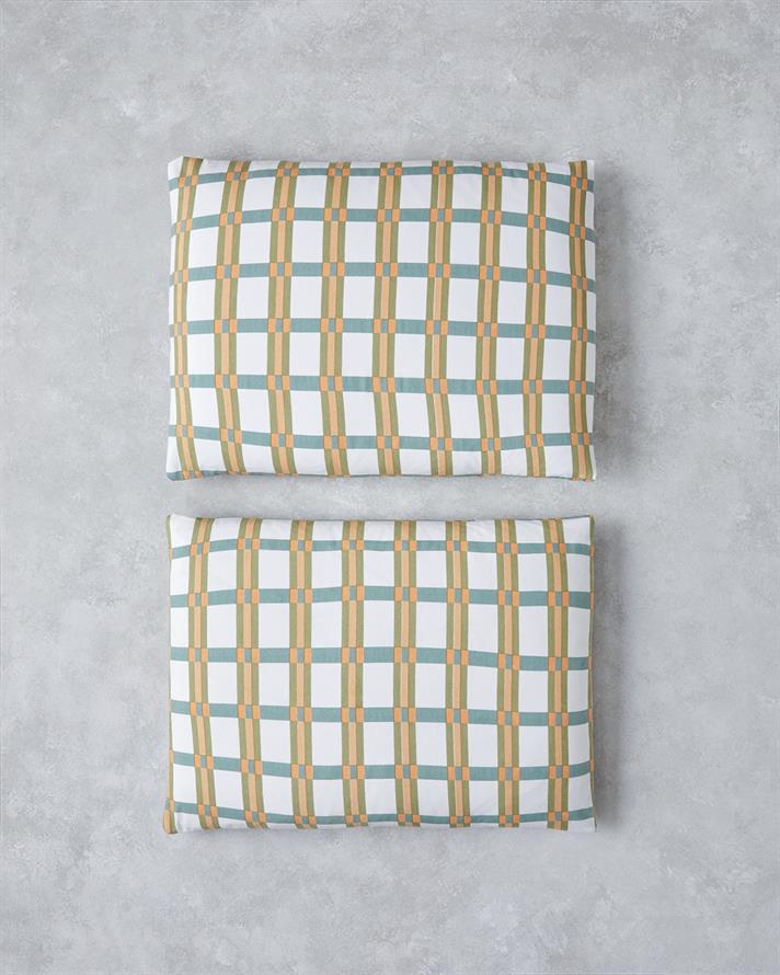 Summer Plaid Kolay Ütülenir 2li Yastık Kılıfı 50x70 cm Yeşil