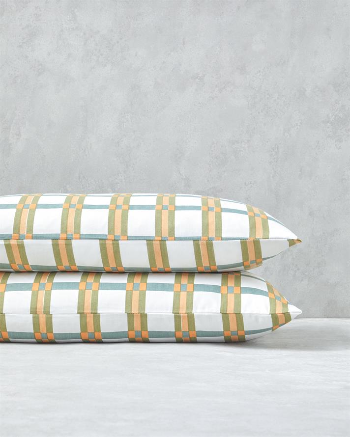 Summer Plaid Kolay Ütülenir 2li Yastık Kılıfı 50x70 cm Yeşil