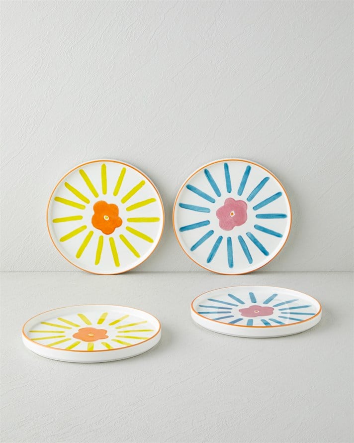 Sunflowers Seramik 4lü Pasta Seti 20 cm Renkli