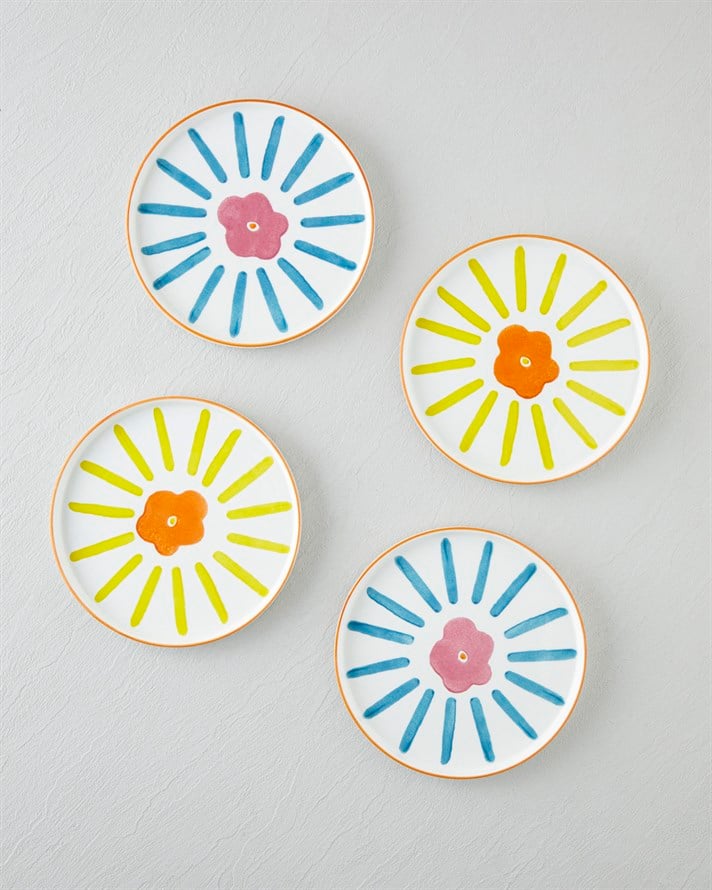 Sunflowers Seramik 4lü Pasta Seti 20 cm Renkli