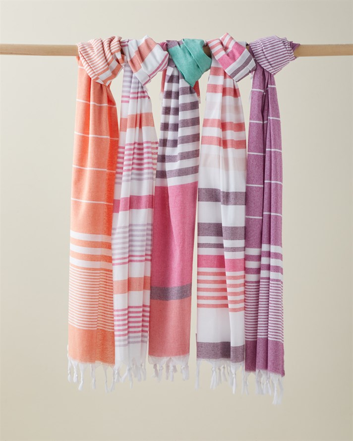 Sunjoy Rejenere Çizgili Peştamal 80x150 cm Pembe-Mor