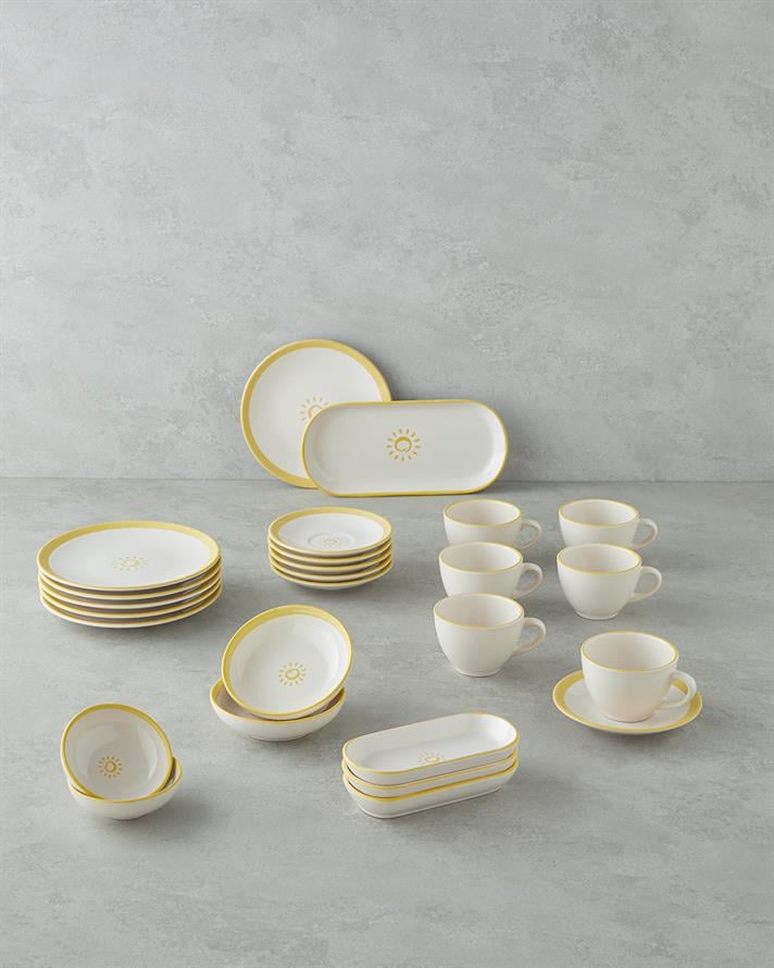 Sunny Seramik Kahvaltı Takımı 26 Parça 6 Kişilik Sarı