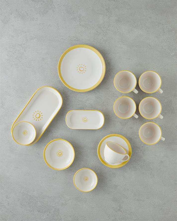 Sunny Seramik Kahvaltı Takımı 26 Parça 6 Kişilik Sarı