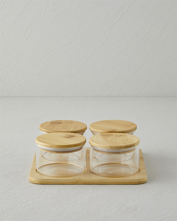 Sunwake Cam-Bambu 4lü Kahvaltılık 18x18 cm Şeffaf