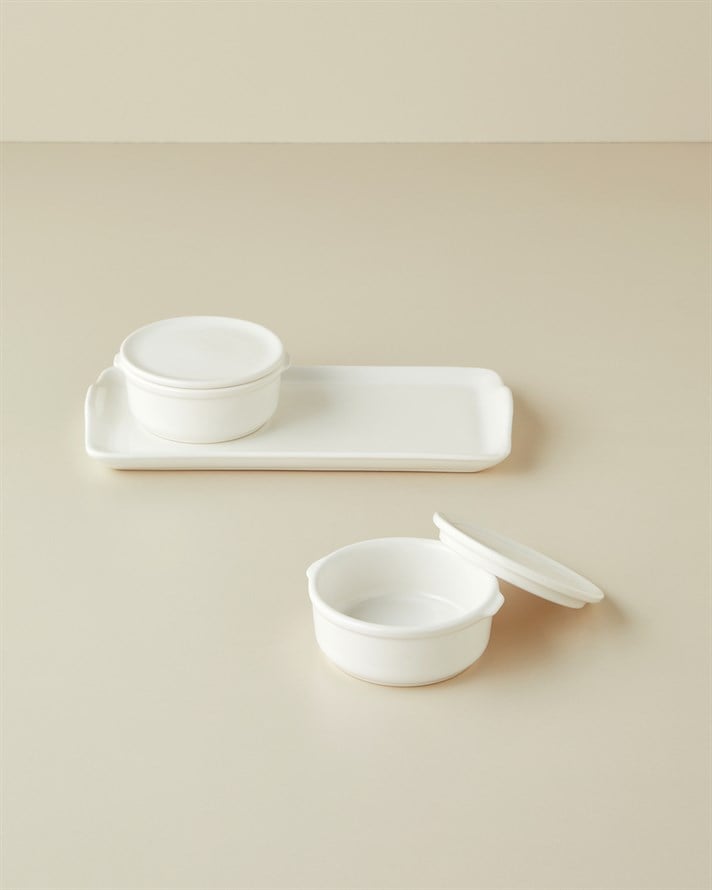 Swan Pearl Seramik 2li Kahvaltılık 13x26,5 cm Beyaz
