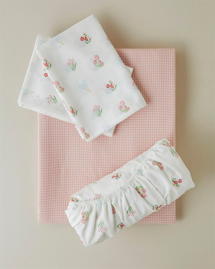 Sweet Blossoms Çift Kişilik Pike Takımı 200x220 cm Pembe