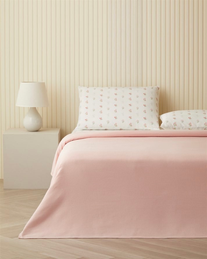 Sweet Blossoms Çift Kişilik Pike Takımı 200x220 cm Pembe
