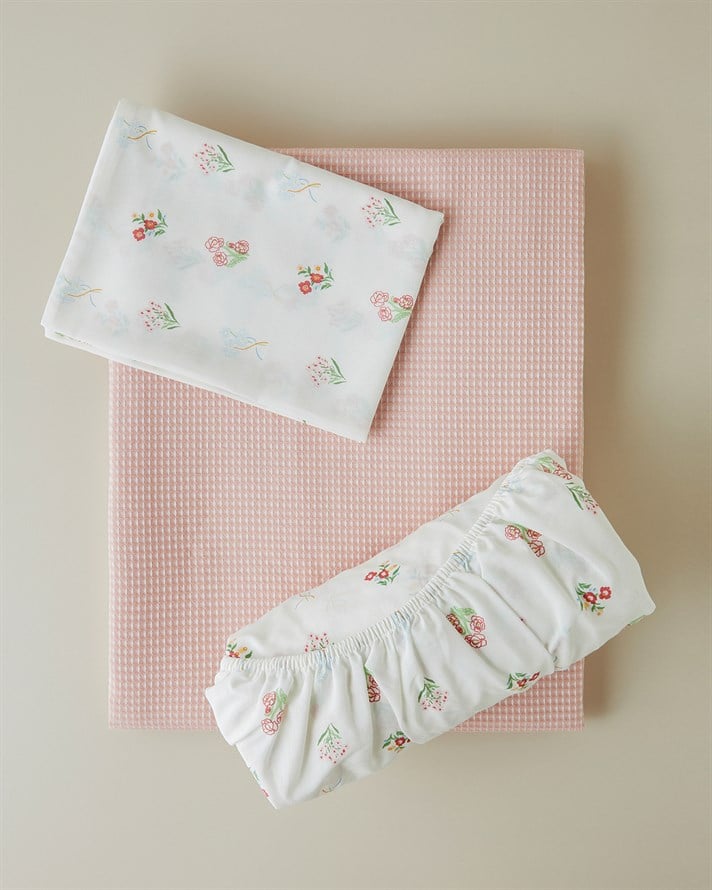 Sweet Blossoms Tek Kişilik Pike Takımı 150x220 cm Pembe