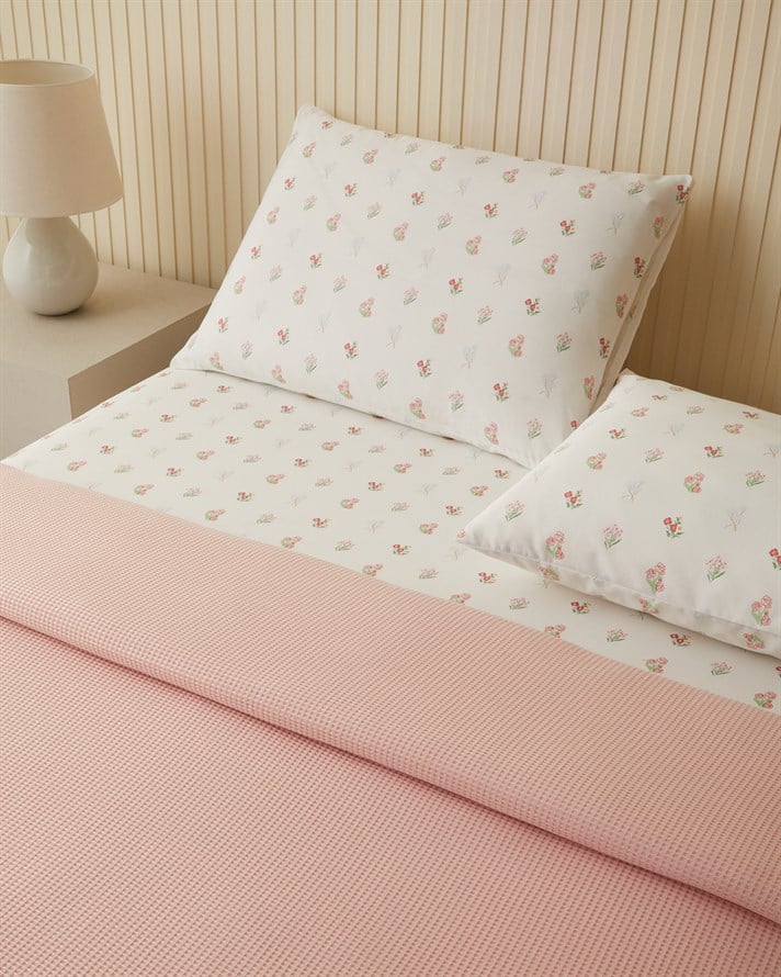 Sweet Blossoms Tek Kişilik Pike Takımı 150x220 cm Pembe