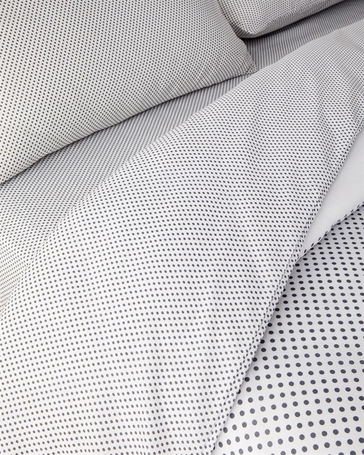 Sweet Dots Kolay Ütülenir Çift Kişilik Çarşaflı Nevresim Takımı 200x220 cm Koyu Gri