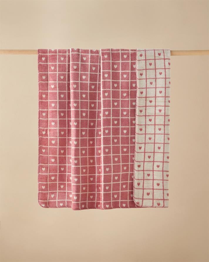 Sweet hearts Akrilik Pamuklu Tv Battaniye 130x170 cm Pembe