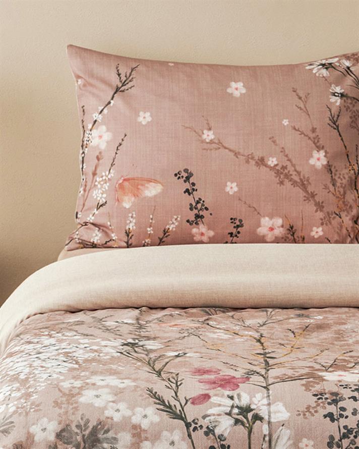 Sweet Spring Dijital Baskılı Pamuklu Çift Kişilik Nevresim Takımı 200x220 cm Gül Kurusu