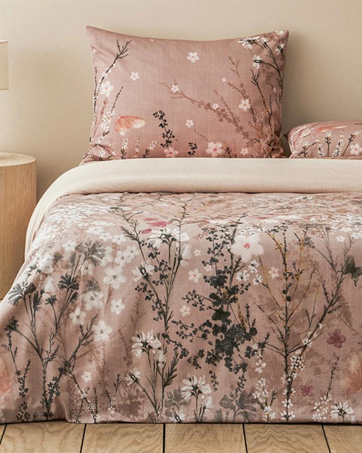 Sweet Spring Dijital Baskılı Pamuklu Çift Kişilik Nevresim Takımı 200x220 cm Gül Kurusu