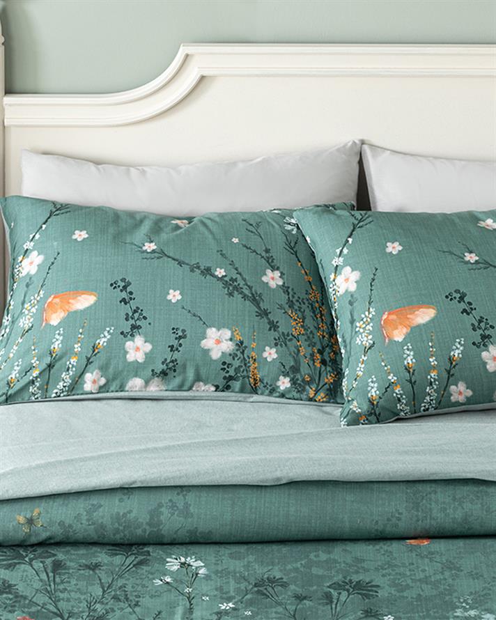 Sweet Spring Dijital Baskılı Pamuklu Çift Kişilik Nevresim Takımı 200x220 cm Yeşil