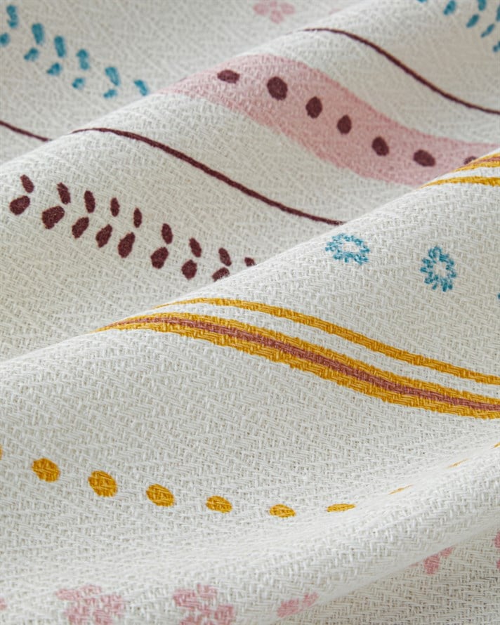 Sweet Stripes Baskılı Pamuklu Tek Kişilik Pike 150x220 cm Pembe