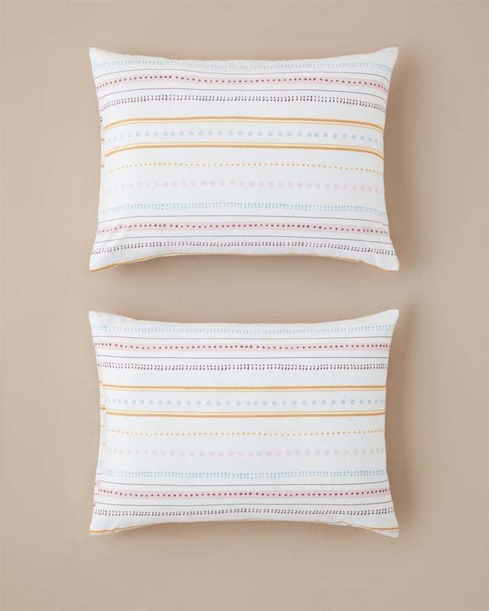 Sweet Stripes Kolay Ütülenir 2li Yastık Kılıfı 50x70 cm Pembe