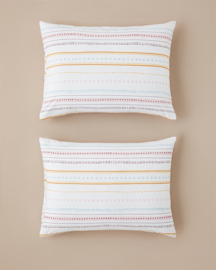 Sweet Stripes Kolay Ütülenir 2li Yastık Kılıfı 50x70 cm Pembe