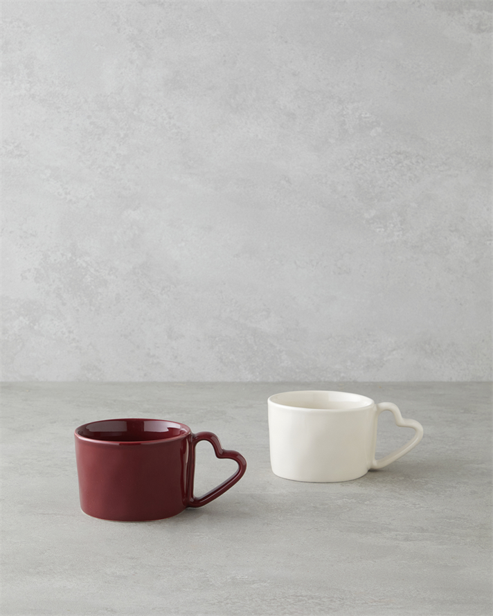 Sweethearts Stoneware 2li Kupa 285 ml Bej – Bordo