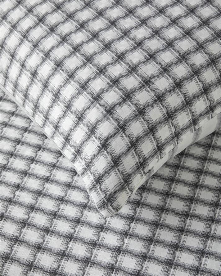Swirl Check İpliği Boyalı Çift Kişilik Çarşaflı Nevresim Takımı 200x220 cm Siyah