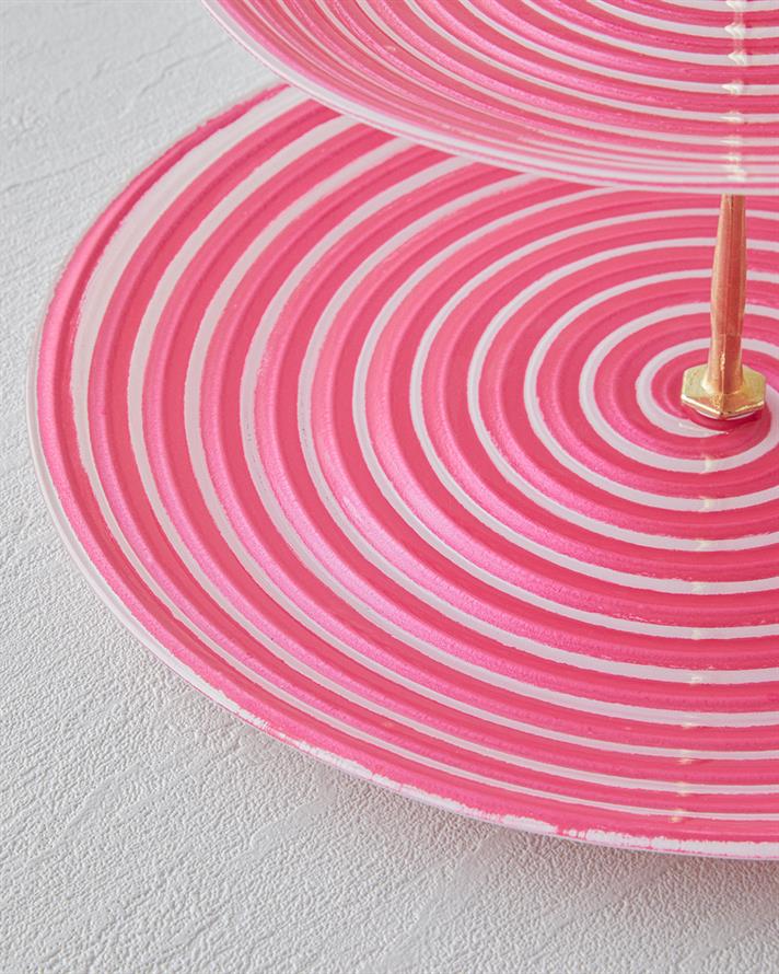 Swirly Cam Katlı Servis 21x28 cm Pembe