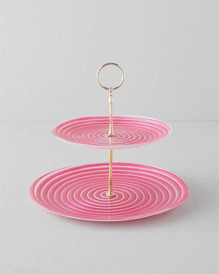 Swirly Cam Katlı Servis 21x28 cm Pembe