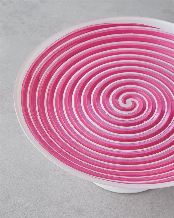 Swirly Cam Kek Standı 21 cm Pembe