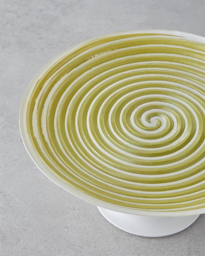 Swirly Cam Kek Standı 21 cm Yeşil