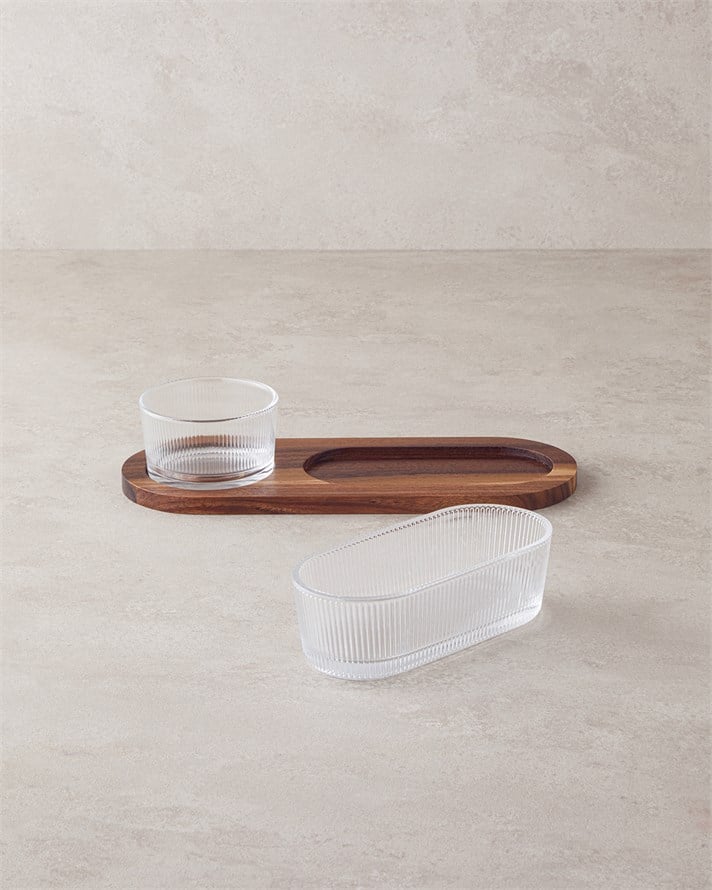 Symphony Akasya-Cam 3 Parça Sunumluk 30x11x6 cm Kahve
