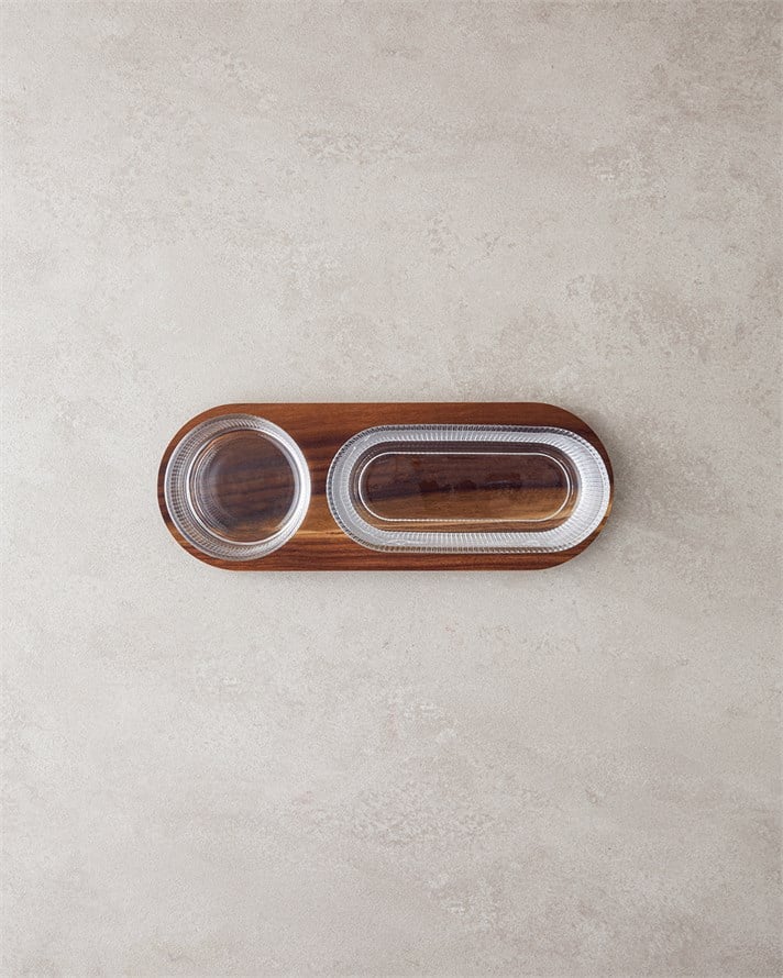 Symphony Akasya-Cam 3 Parça Sunumluk 30x11x6 cm Kahve