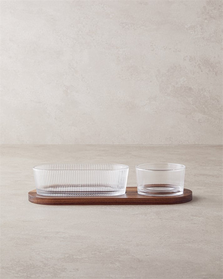 Symphony Akasya-Cam 3 Parça Sunumluk 30x11x6 cm Kahve