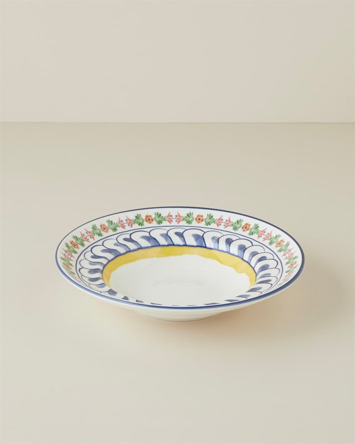 Talavera Feast Porselen Makarna Tabağı 27 cm Beyaz - Lacivert