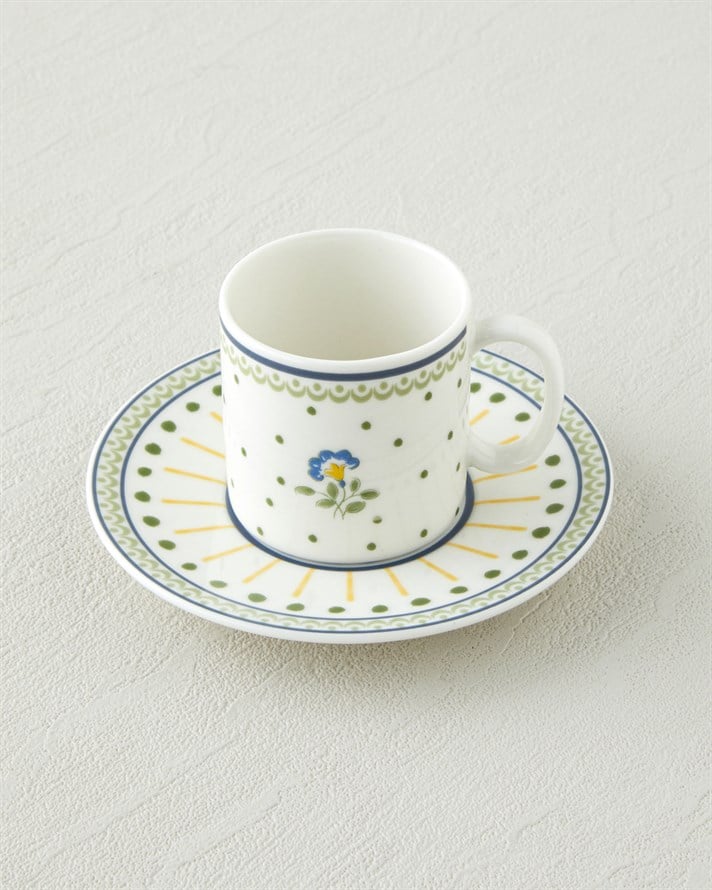 Talavera Glow Bone Porselen 4 Parça 2 Kişilik Kahve Fincan Takımı 90 ml Mavi-yeşil