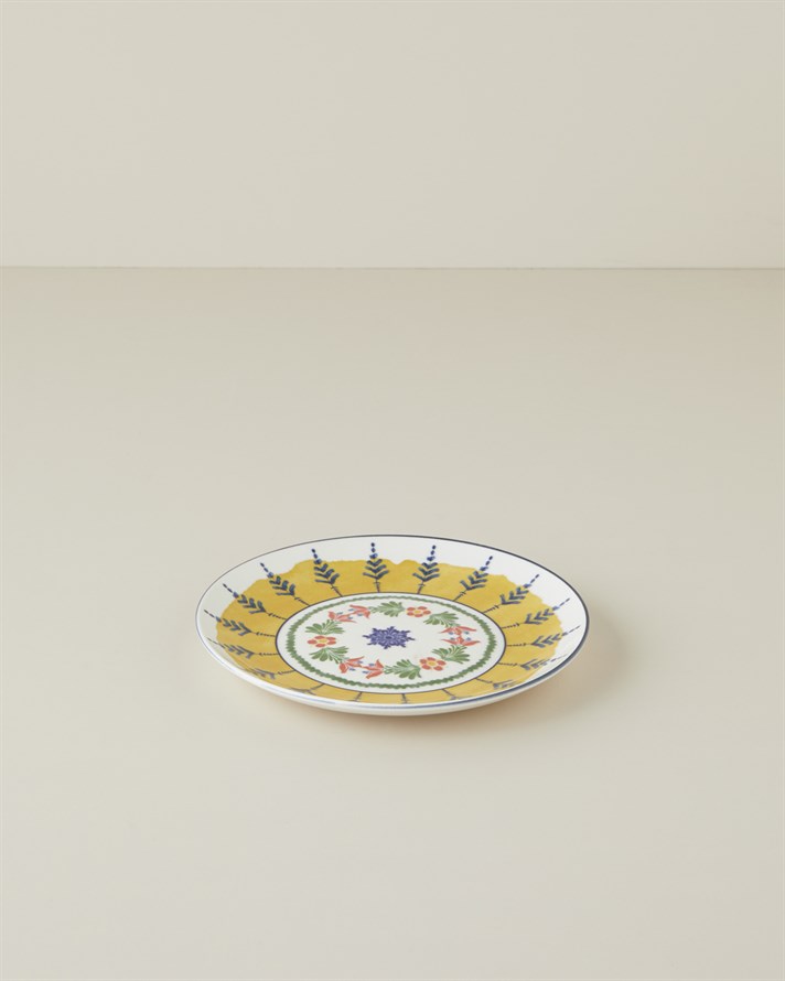 Talavera Glow Porselen Pasta Tabağı 21 cm Beyaz - Lacivert