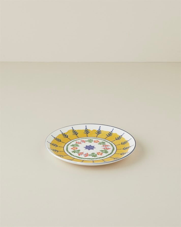 Talavera Glow Porselen Pasta Tabağı 21 cm Beyaz - Lacivert