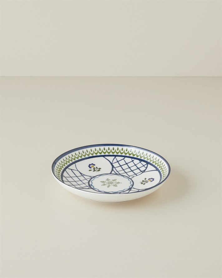 Talavera Vine Porselen Çukur Tabak 21 cm Beyaz - Lacivert