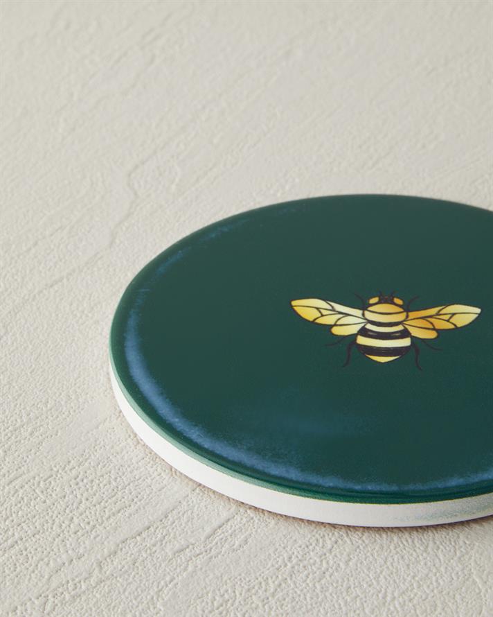 Talisman Bee Seramik Bardak Altlığı 11 cm Yeşil