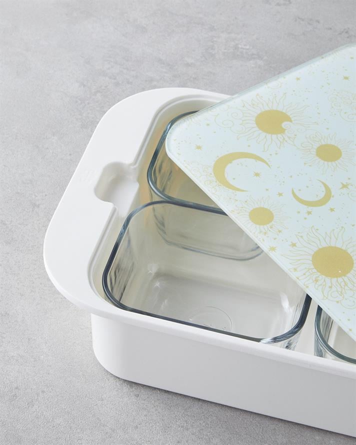 Talisman Galaxy Melamin 4lü Cam Kapaklı Kahvaltılık 30x21 cm Gold