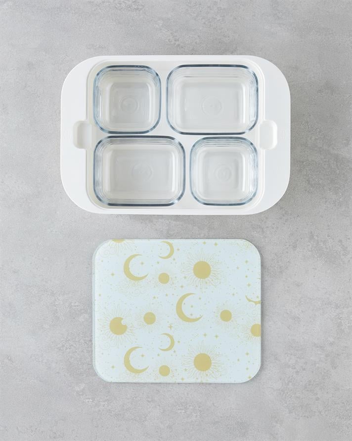 Talisman Galaxy Melamin 4lü Cam Kapaklı Kahvaltılık 30x21 cm Gold