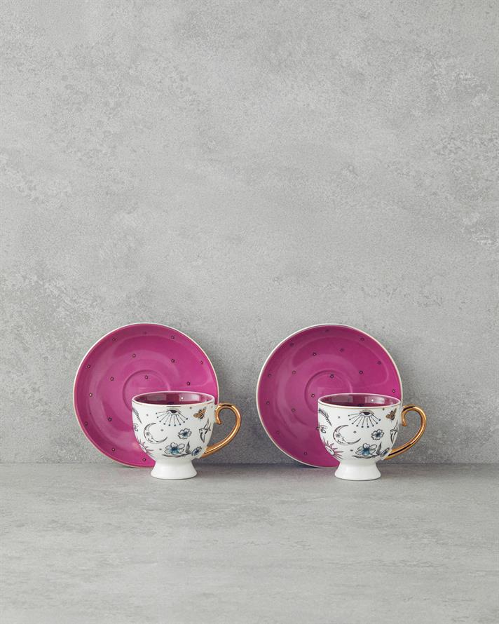 Talisman Magic New Bone China 4 Parça 2 Kişilik Kahve Fincan Takımı 100 ml Beyaz