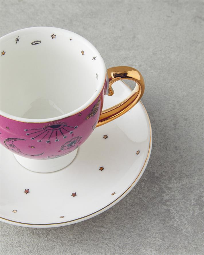 Talisman Magic New Bone China 4 Parça 2 Kişilik Kahve Fincan Takımı 100 ml Pembe